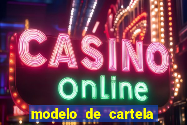 modelo de cartela de bingo em branco